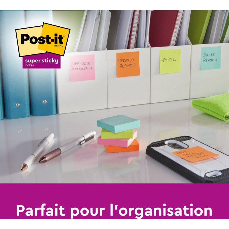 Z-notes repositionnables couleurs Cosmic Super Sticky Post-it 76 x 76 mm - bloc de 90 feuilles