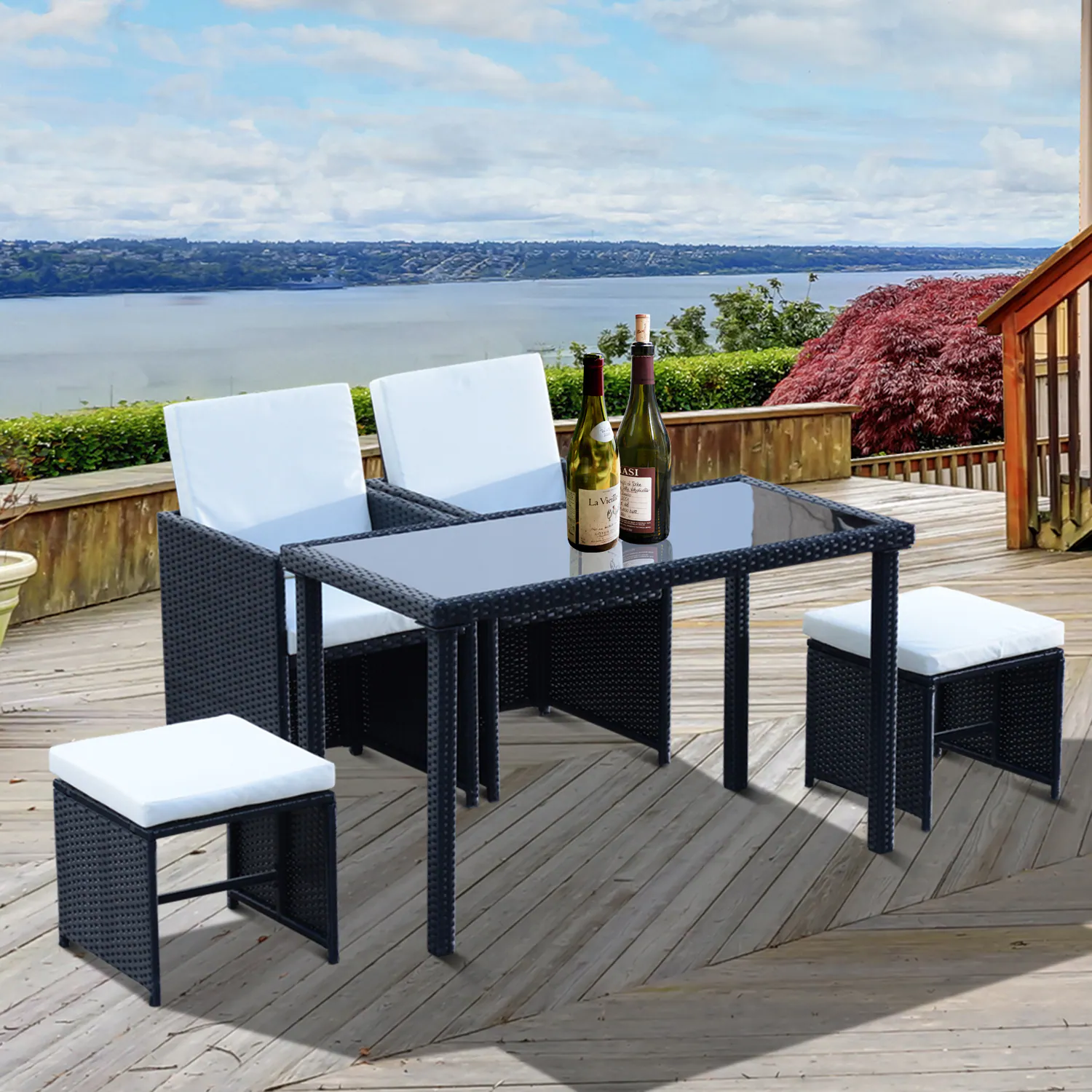 Outsunny Sitzgruppe aus Polyrattan geflecht 120L x 60B x 72H cm