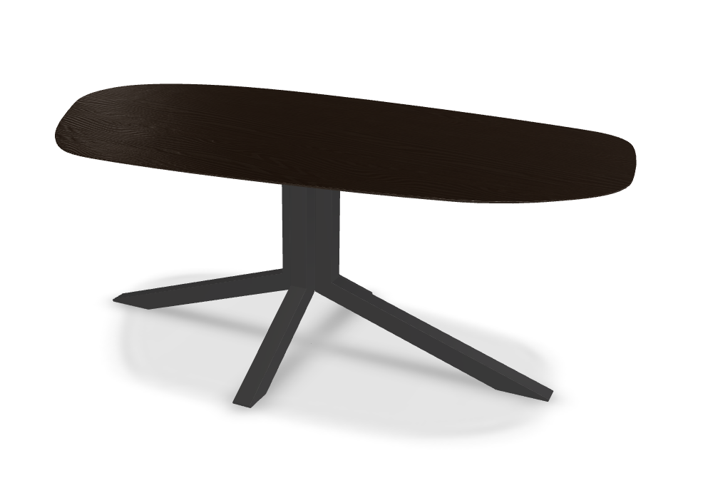 They & Me eettafel Starry Night organisch 200 x 110 x 75 | Eiken Geborsteld Black Lak | Verjongde Rand | Frame RAL9017 verkeerszwart