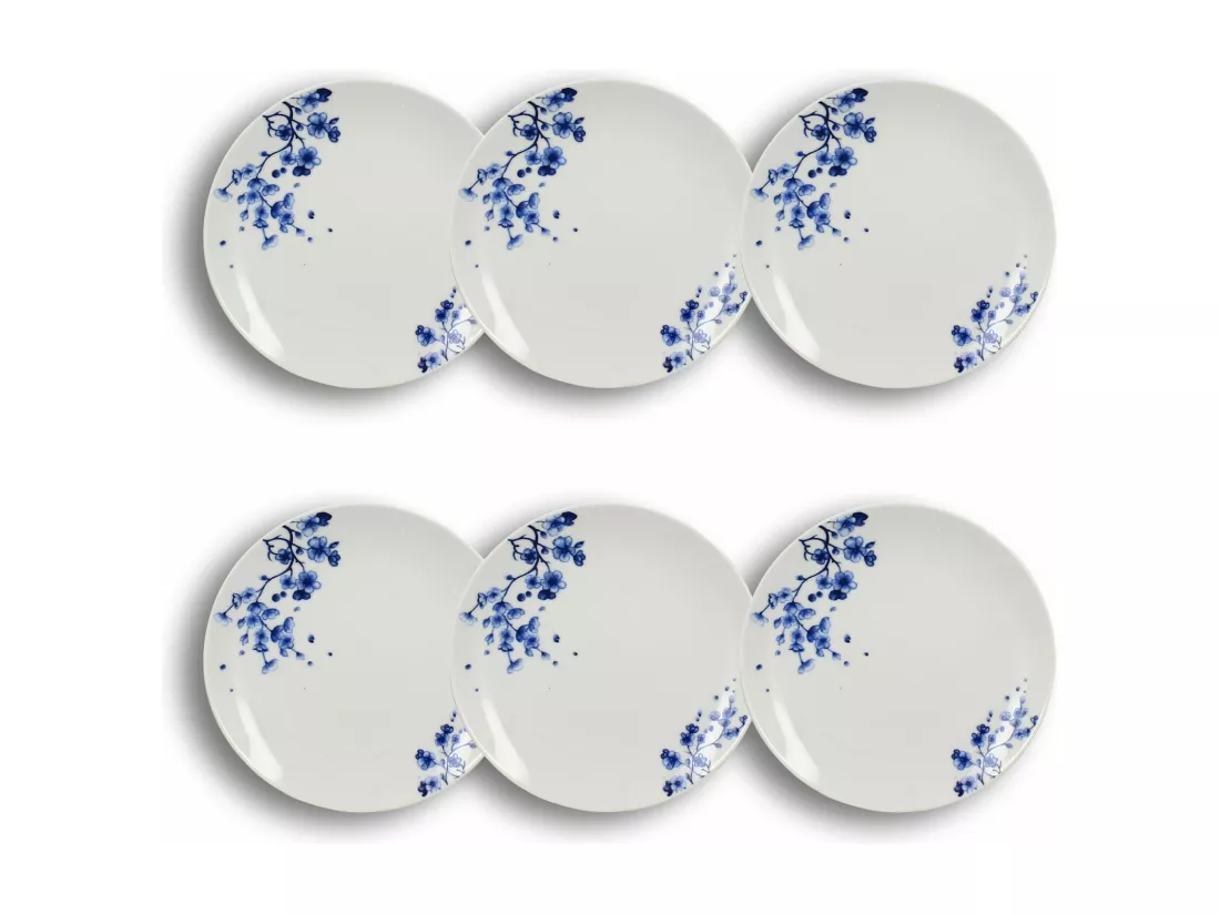 Novastyl - Lot6 Assiettes A Dessert Centauree 21cm En Porcelaine