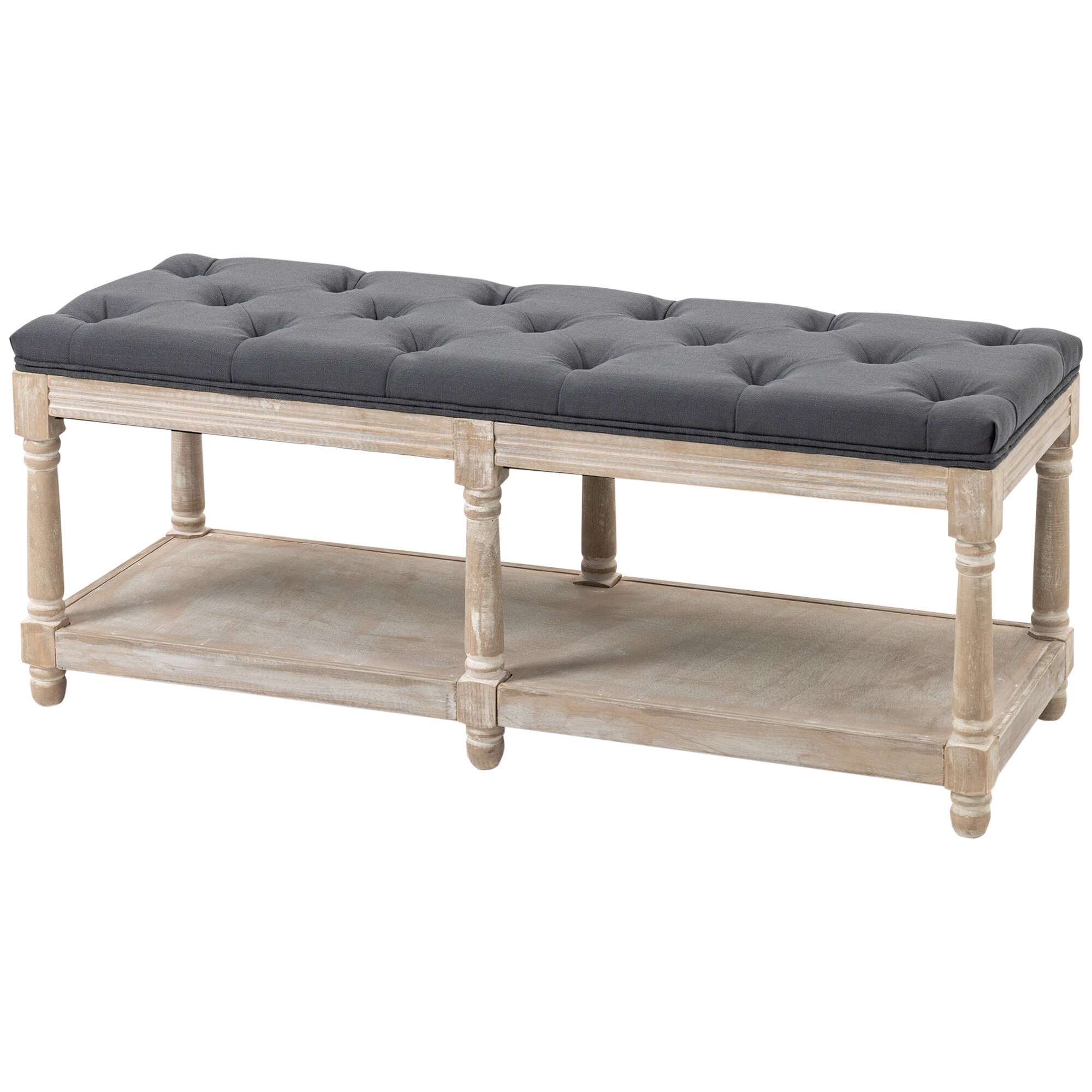 HOMCOM Schuhbank mit Polsterung und offenem Fach weiß 115L x 40B x 48H cm