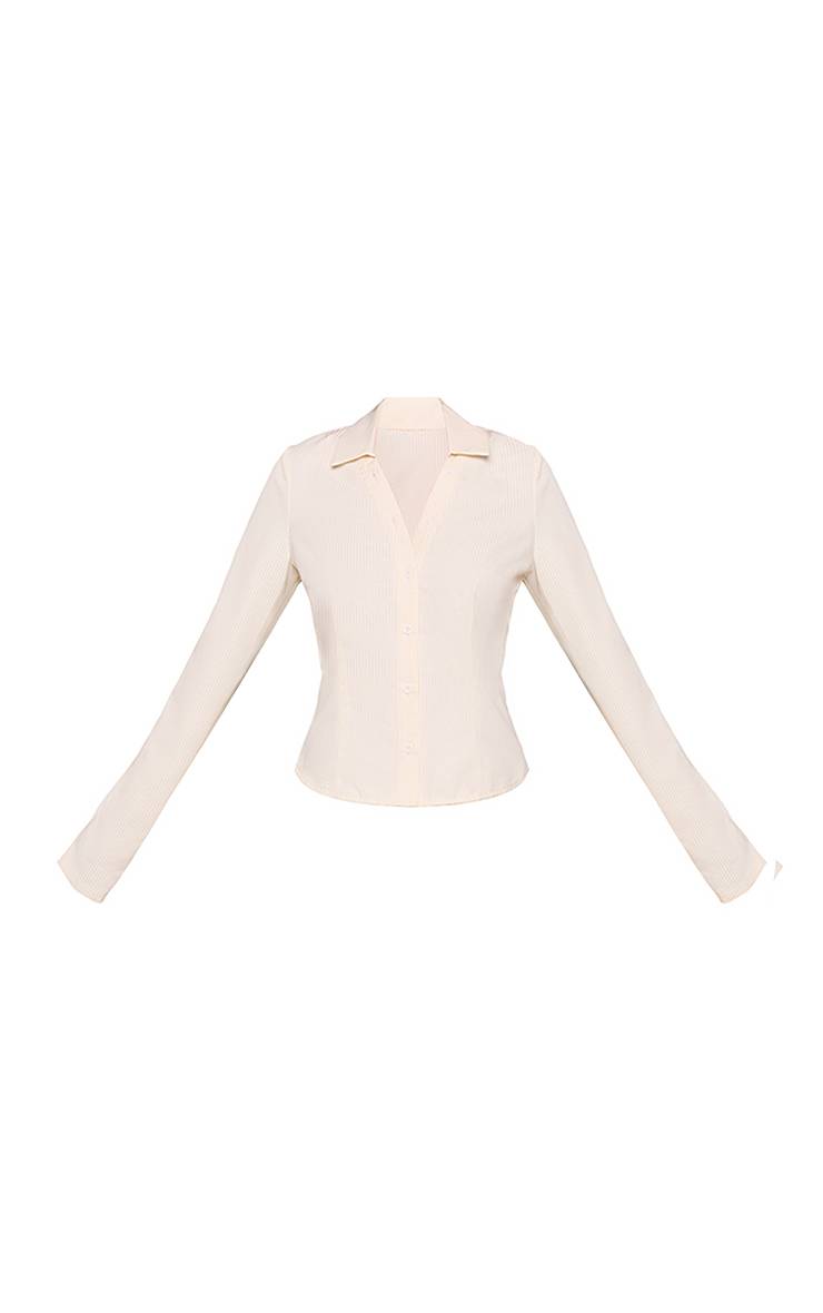 Butter Yellow Ensemble Coordonné Chemise Cargo À Manches Longues À Fines Rayures Texturées