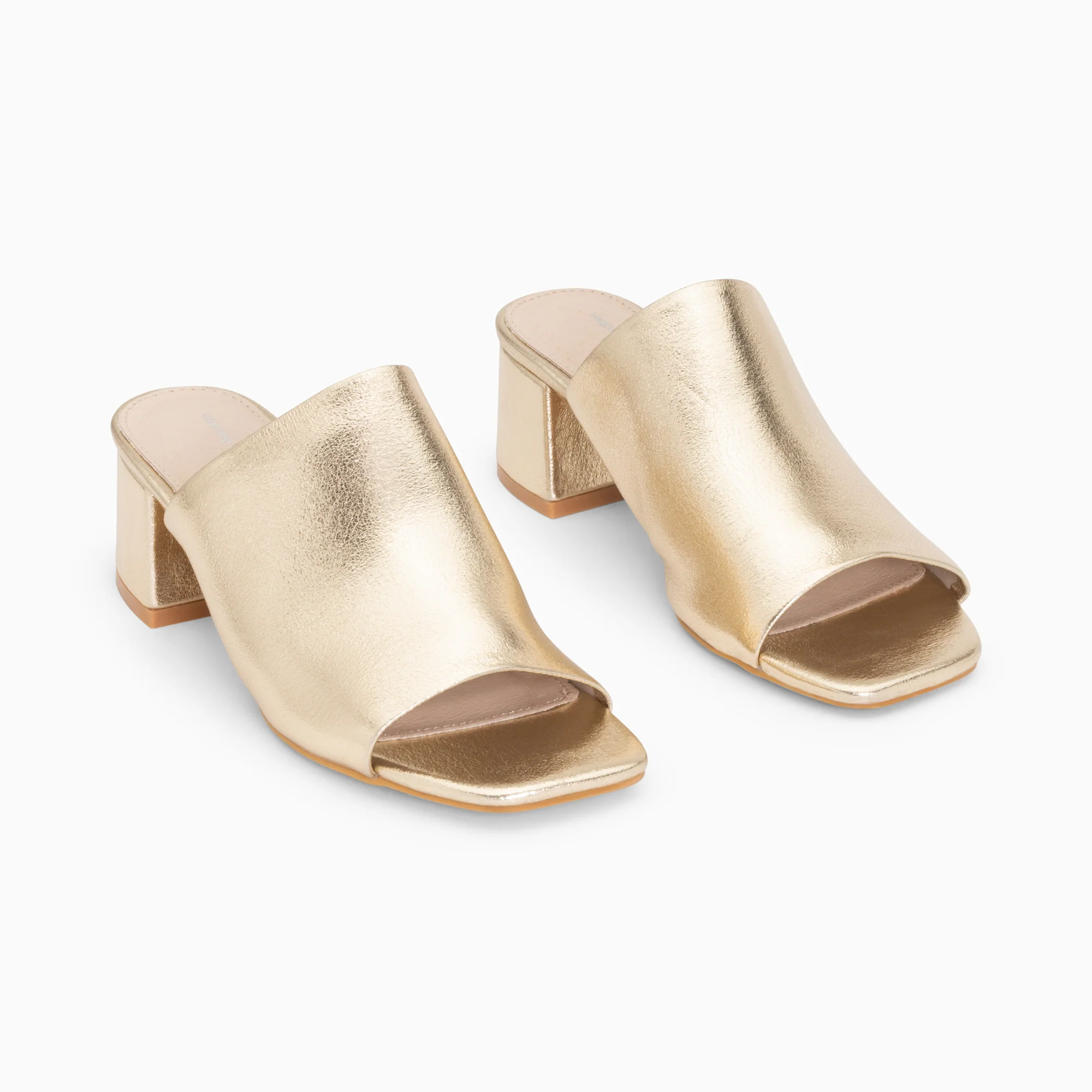 Sandales à talon, Compensées-Mules peep-toe Helène or à talon