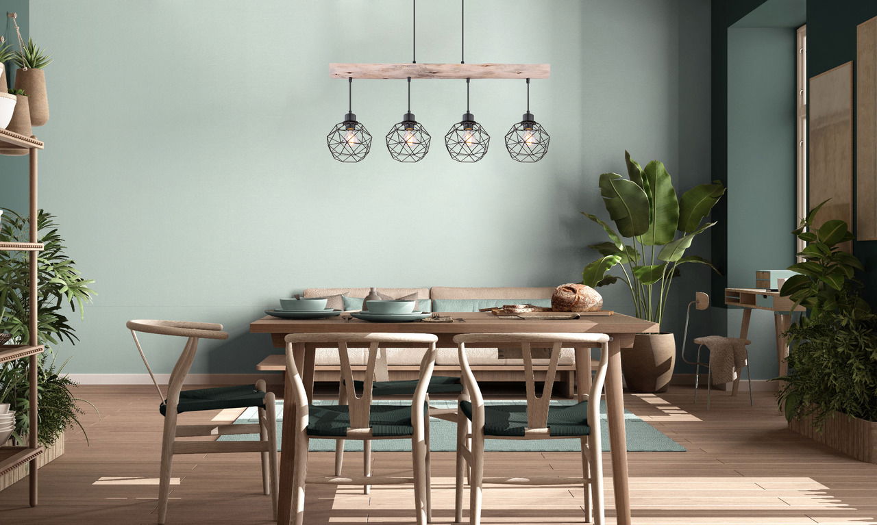 Globo Lighting Hängeleuchte Metall schwarz 4-flg.