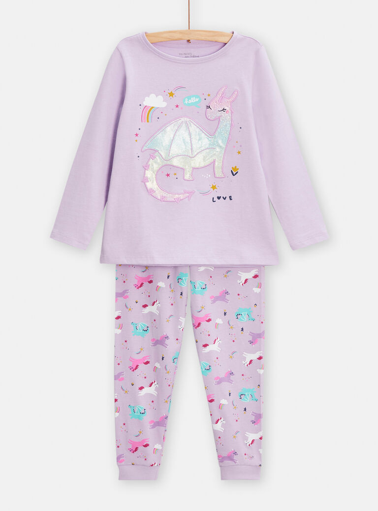 Pyjama violet animation dragon pour fille