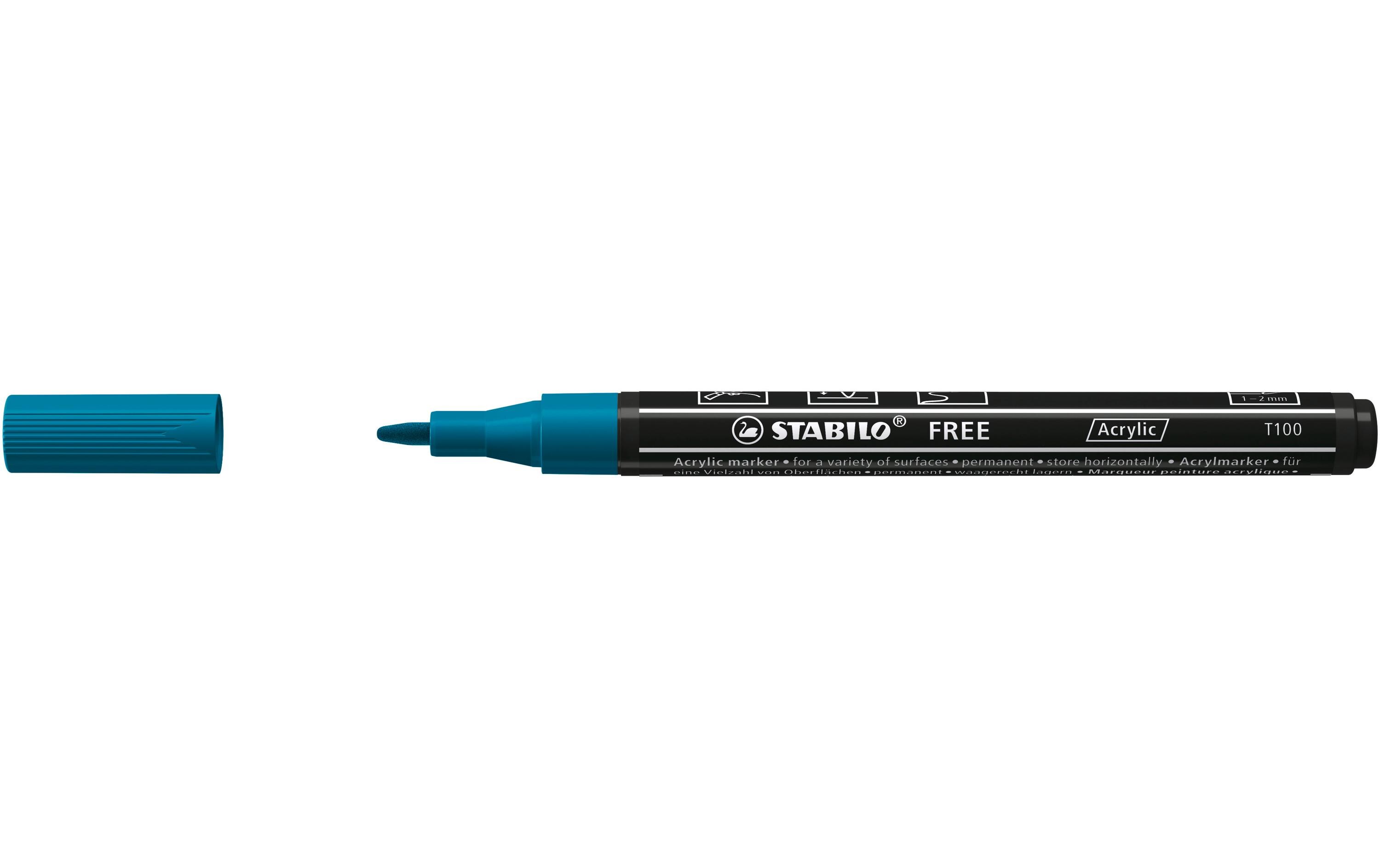 Acrylmarker Free Acrylic T100 BlaugrünMarker mit pigmentierter, wasserbasierter Tinte