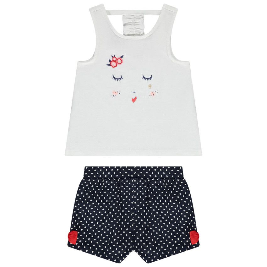 Ensemble 2 pièces en jersey pour bébé fille - Blanc
