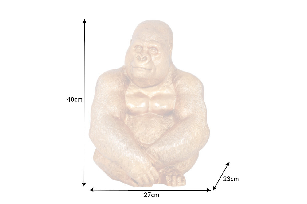 Dekorative Gorillafigur KONG 40cm gold handmade Metall Skulptur