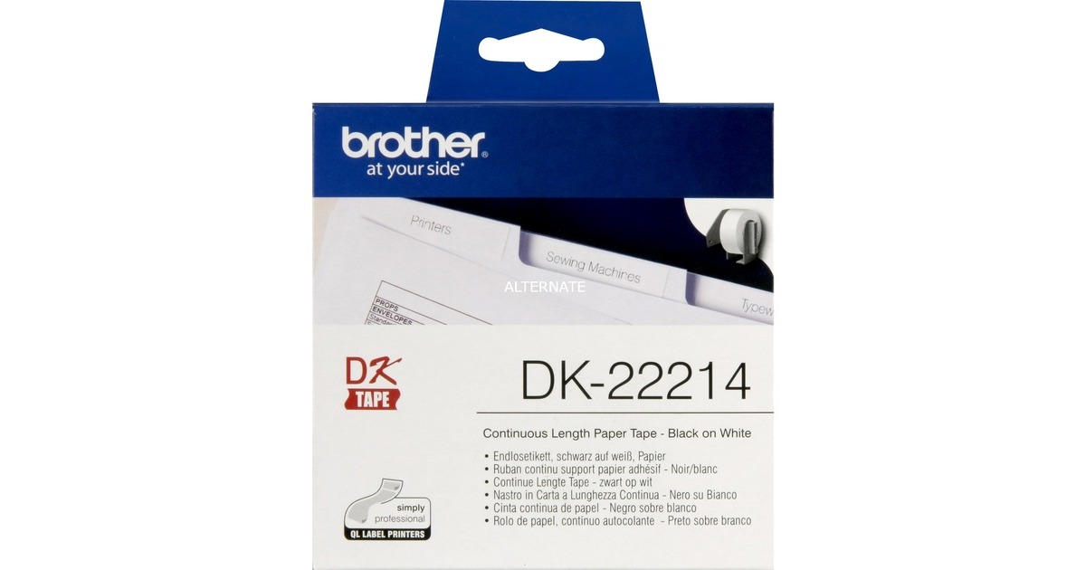 BrotherOriginele Brother DK-22214 doorlopende labelrol - papier printlint  (Wit, breedte 12 mm)