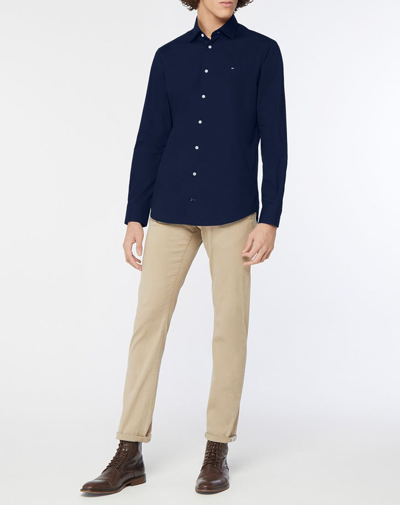 Tommy Hilfiger Chemise droite en Popeline Solid  bleu marine