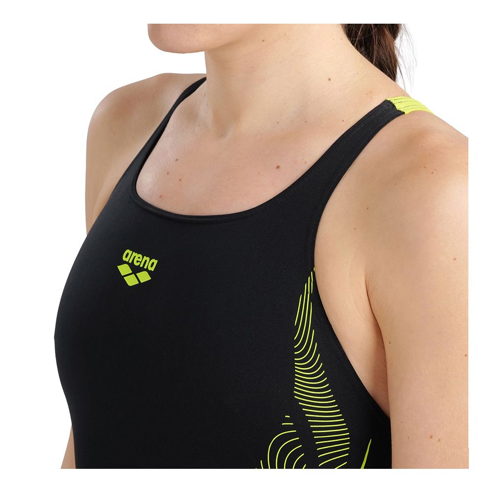 Arena GRAPHIC - Maillot de bain 1 pièce Femme black/soft green