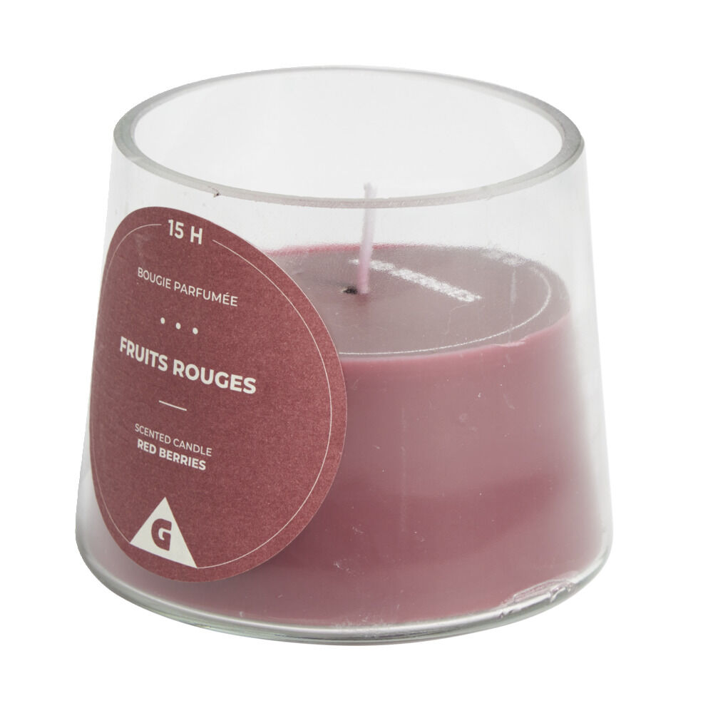 Bougie dans verre senteur fruits rouges Ø9xH7.5cm