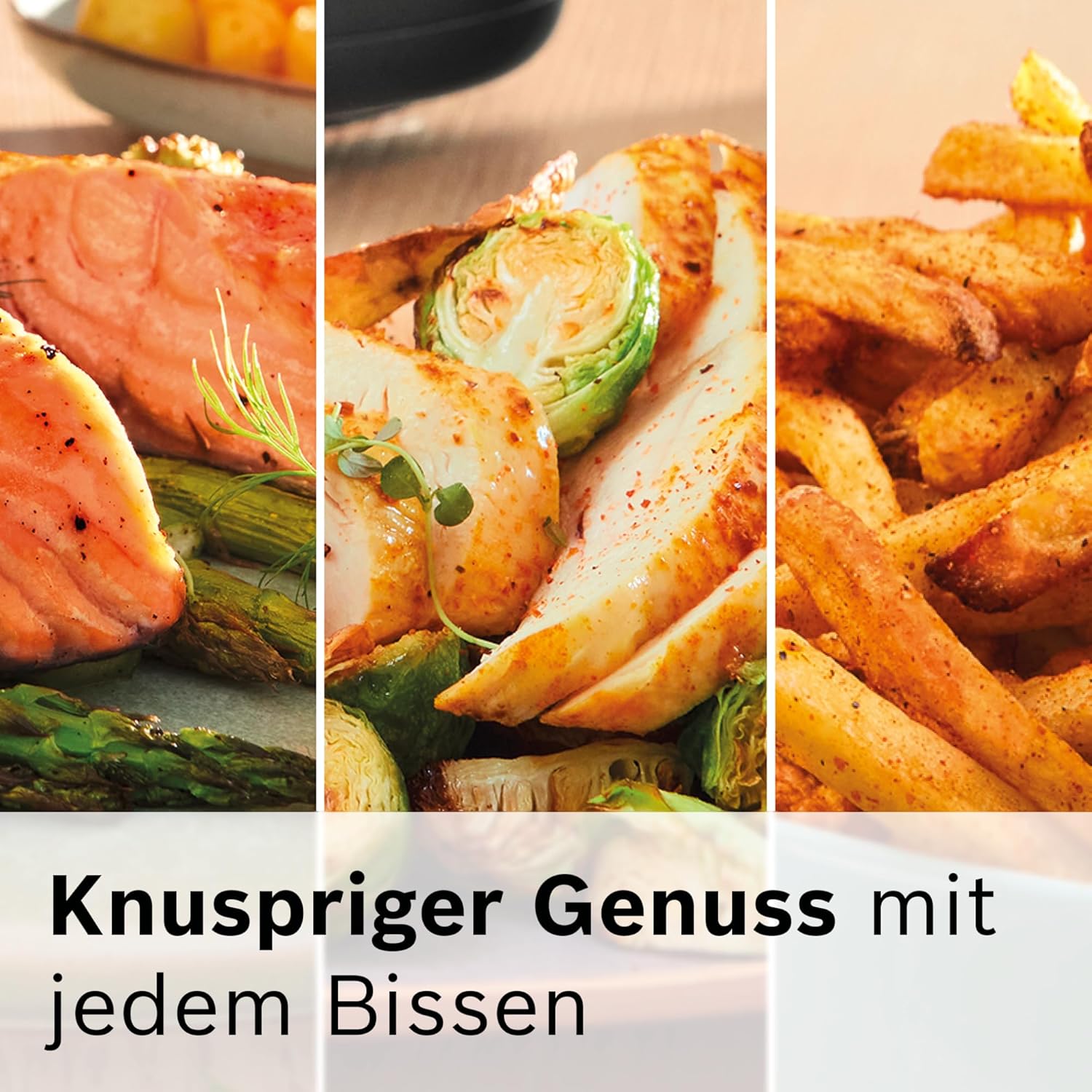 Bosch Heißluftfritteuse Serie 6, XXL Air Fryer, creme, 7,2 L Fassungsvermögen, beleuchtetes Sichtfenster, 7 voreingestellte Programme, bis zu 65% schnelleres Kochen, MAF671C0