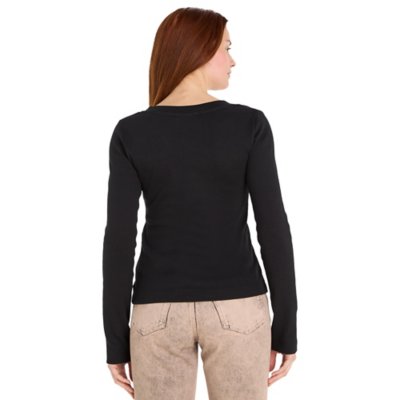 Tee-shirt à manches longues femme Rib Monologo CALVIN KLEIN