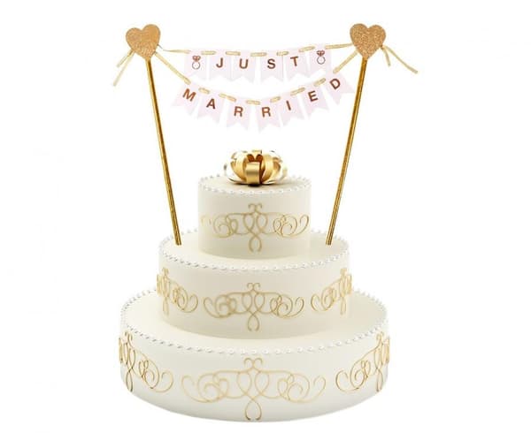 Bröllop Just Married tårtdekoration 25 cm