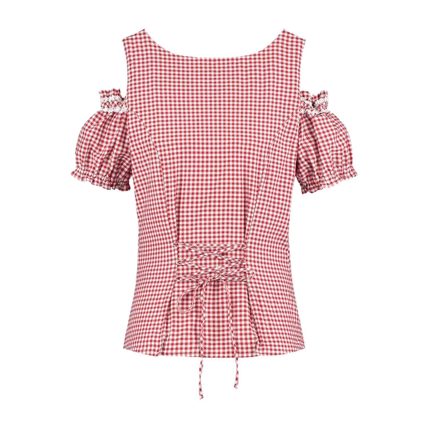 Rood Witte Blouse Dames Geruit Met Gespen