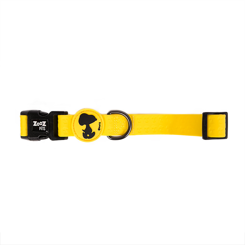 Coleira de neoprene ajustável para cães Zooz Snoopy Mini Amarela