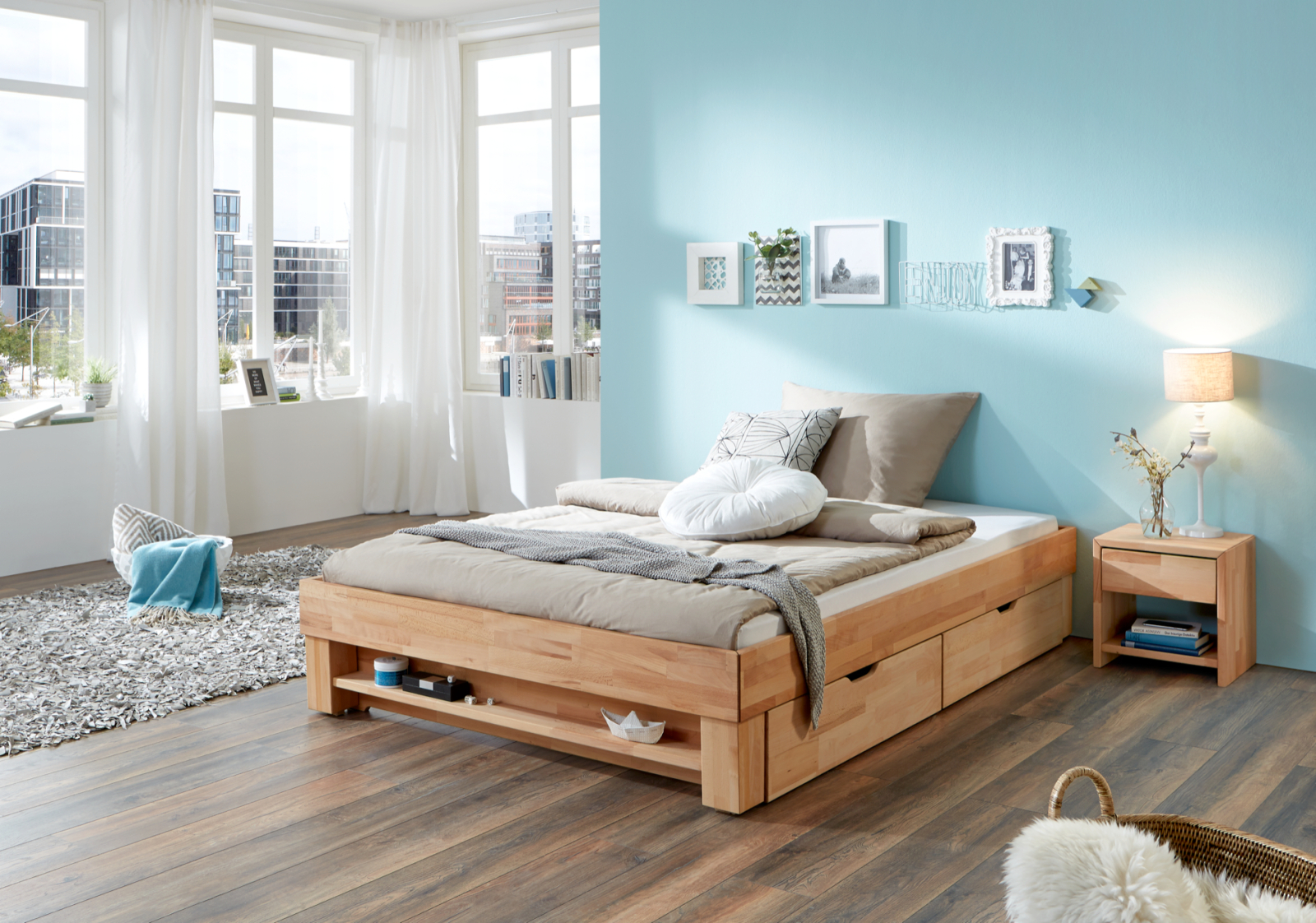 Futonbett MANUELA - Buche massiv geölt - 140x200 cm