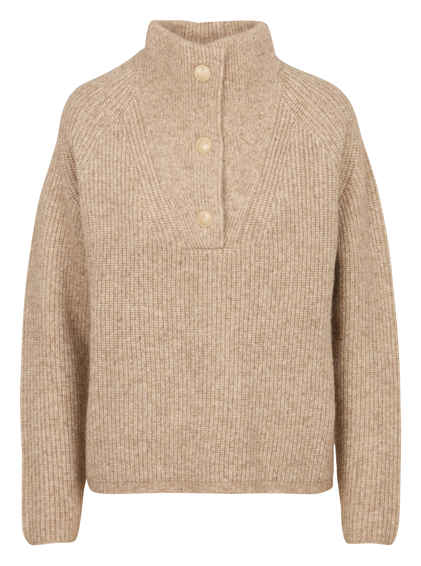 TRINITE - Pull ample col montant en maille | Beige