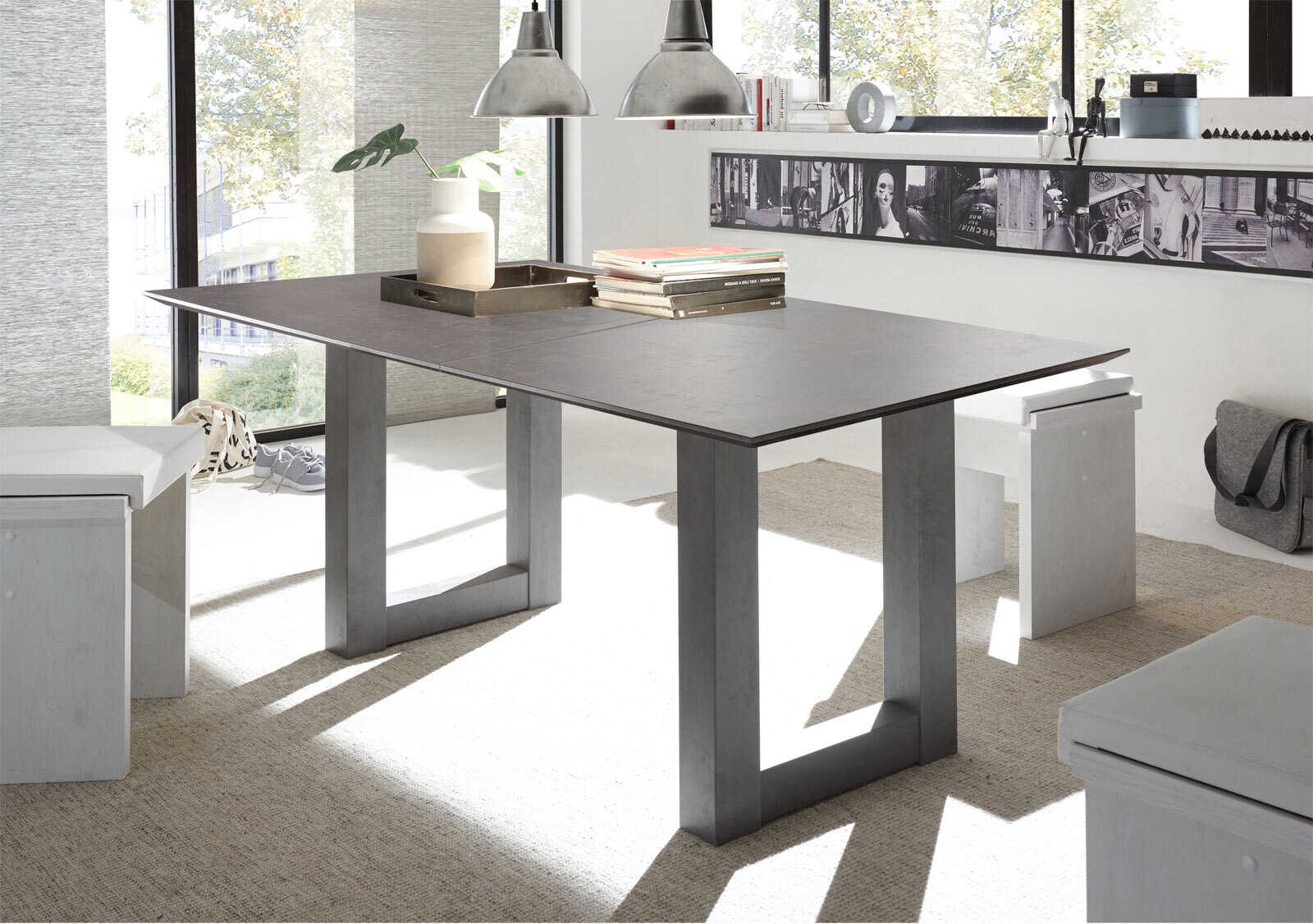 self Esstisch KASIMIR U 160-210 x 90 cm NB graphit