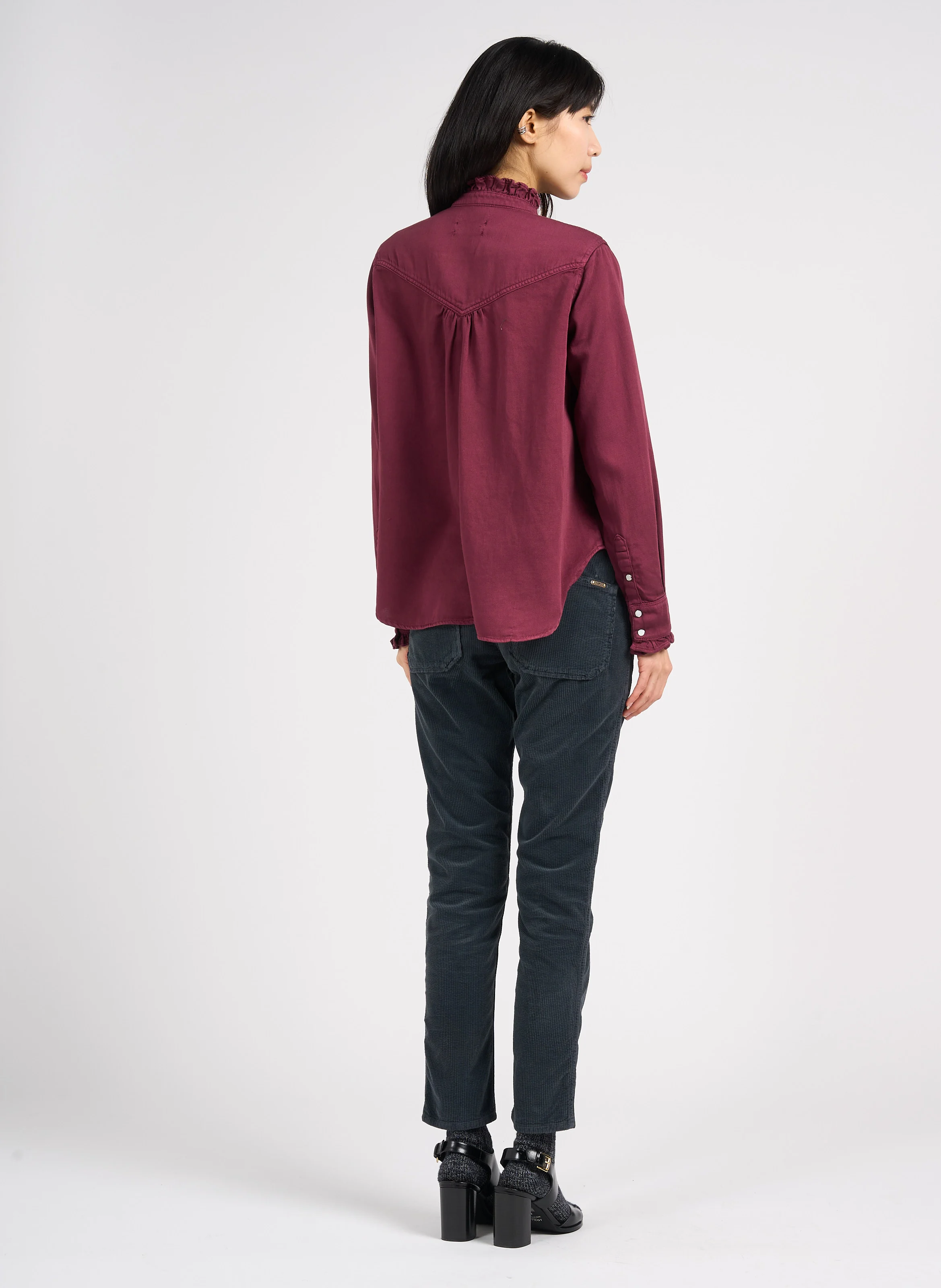 PIERCE - Pantalon slim en velours côtelé | Gris