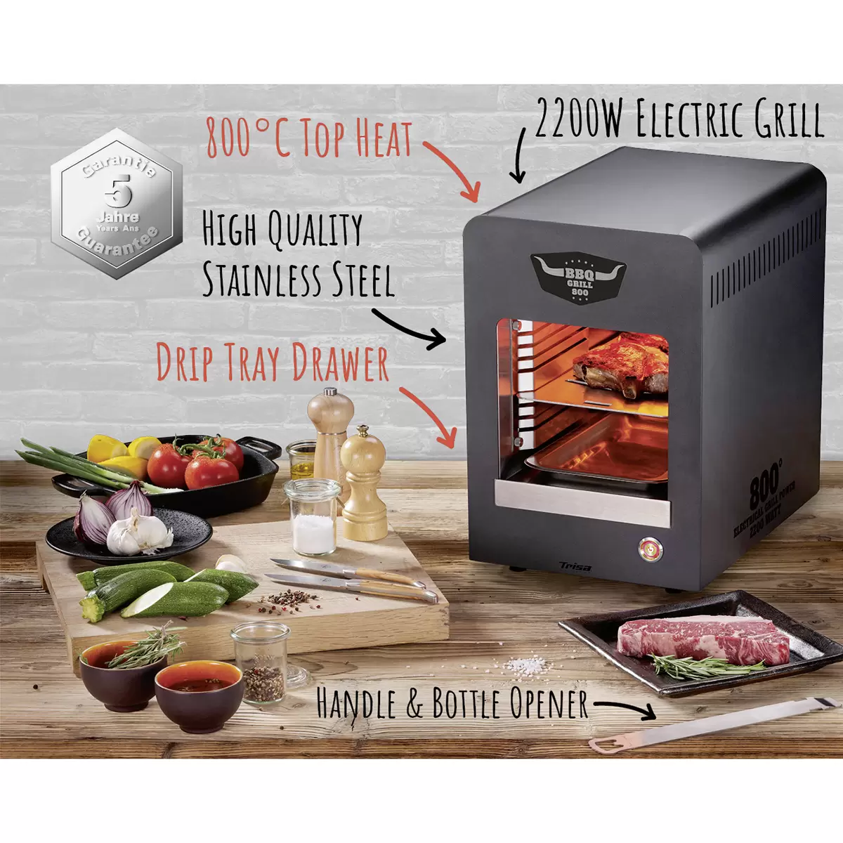 Elektrogrill Trisa BBQ Grill 800 Schwarz