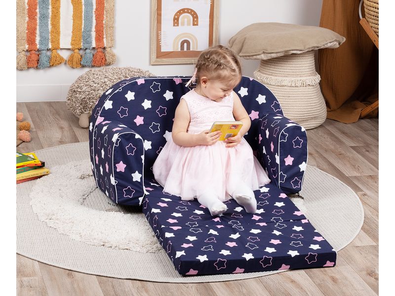 Knorrtoys Kindersofa «Star blue pink» Ausklappbares Kindersofa