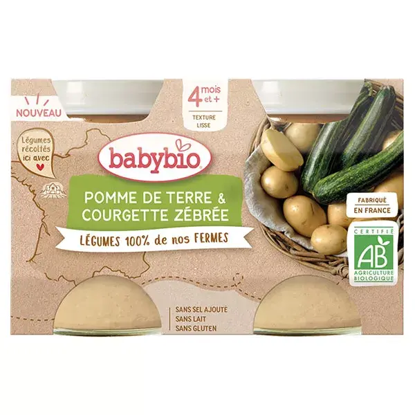 Batata e Abobrinha Orgânicas Babybio em Pote (2 x 130g)