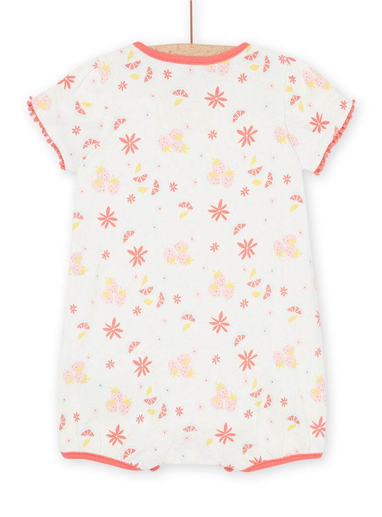 Grenouillière écrue à imprimé fleurs
