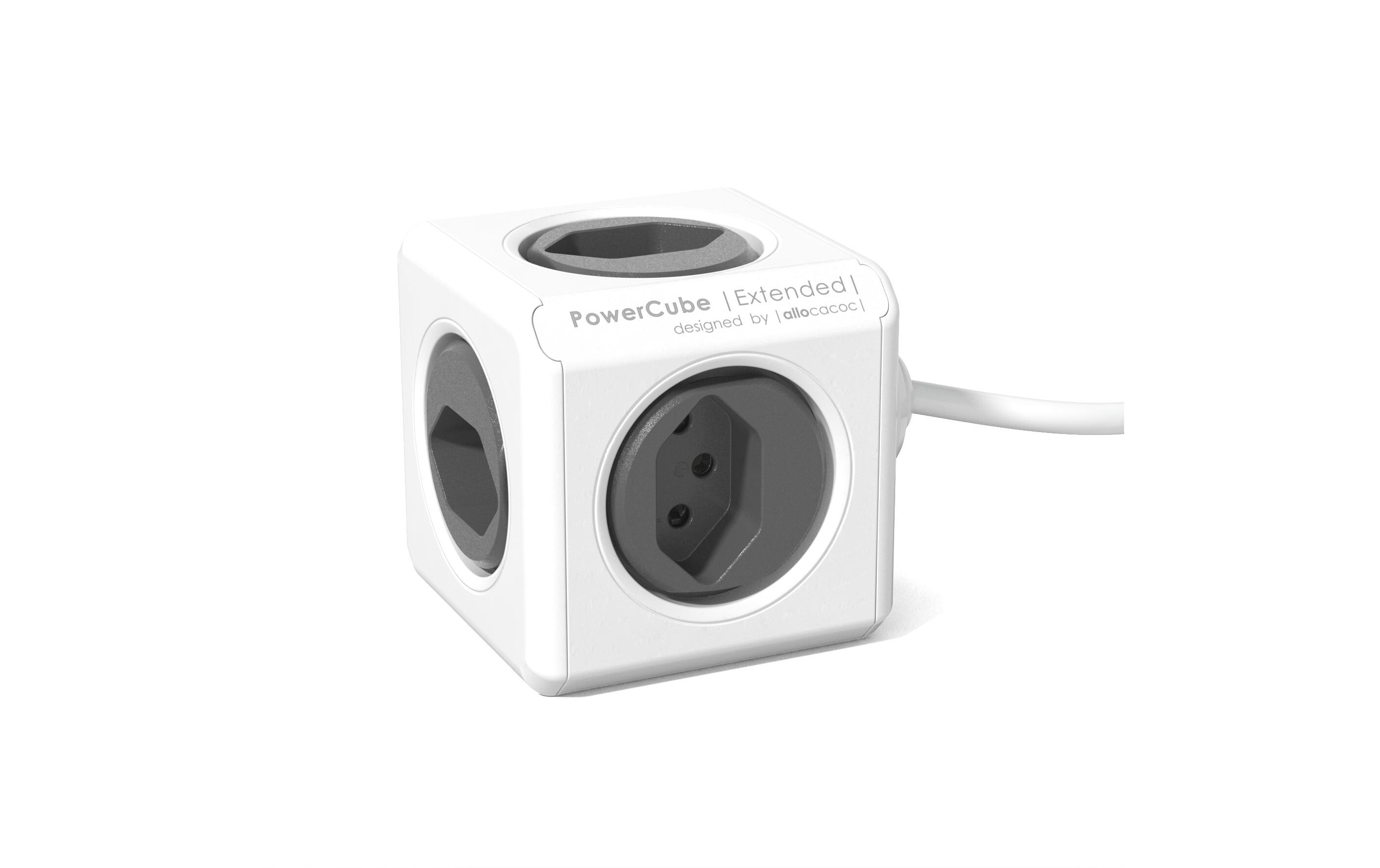 Tischsteckdosenleiste PowerCube Extended 5x T13 anthrazitMehrfachstecker im stylischen Würfel-Design