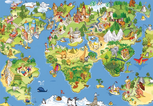 Papermoon Fototapete »Kids World Map« glatt