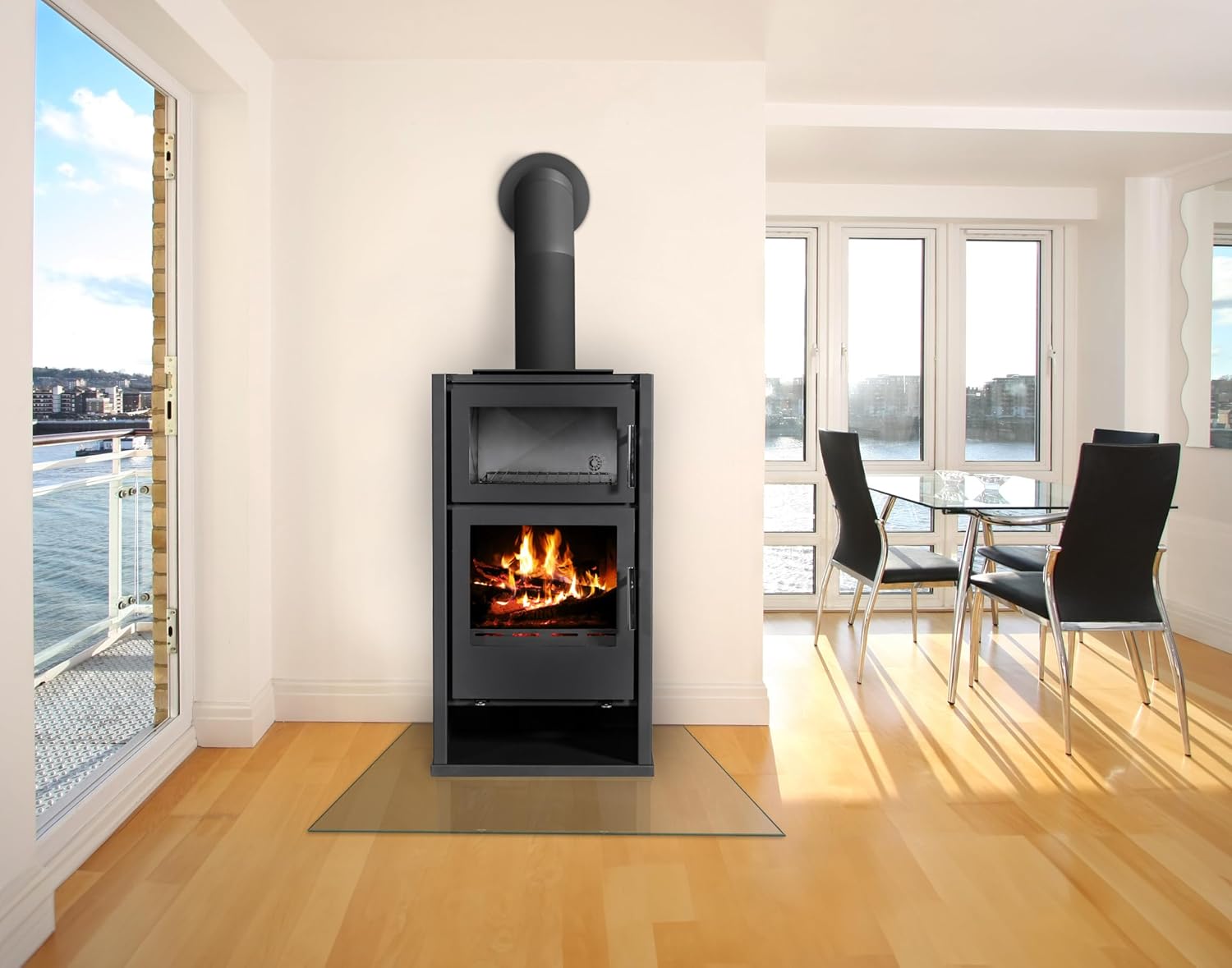 Kaminofen Regina F-W mit Backfach, EEK A+, 8,6 kW, BImSchV Stufe 2, Wirkungsgrad 83%