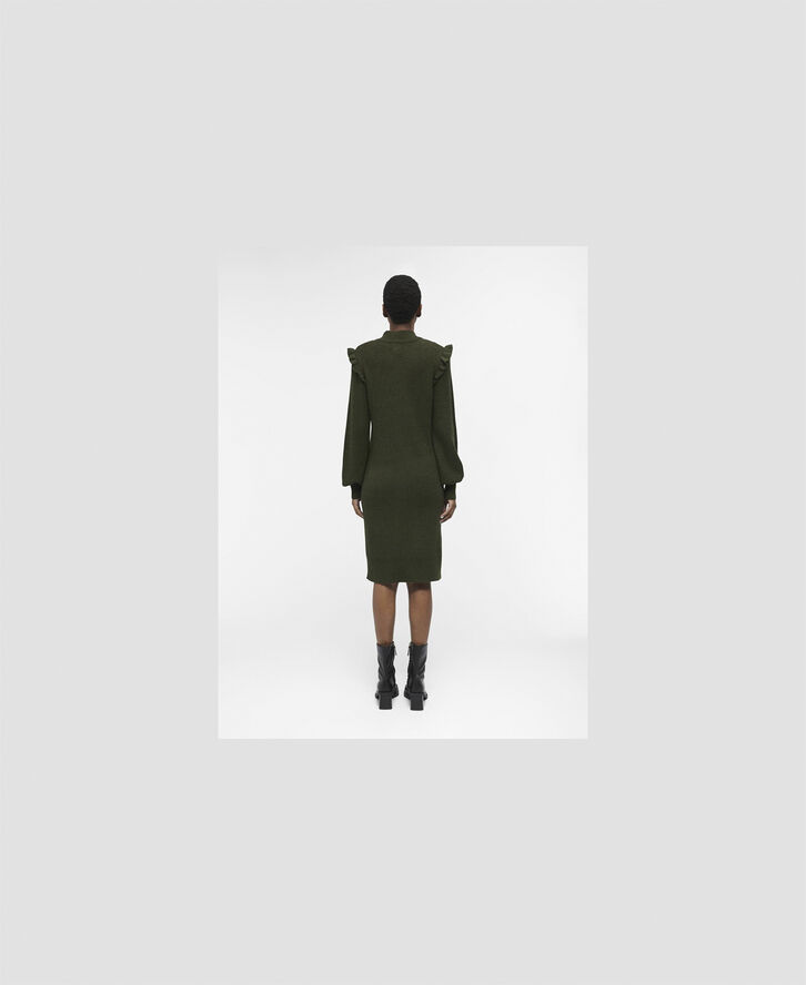 Object OBJMALENA L/S RUFFLE KNIT DRESS NOO Duffel bag/melange