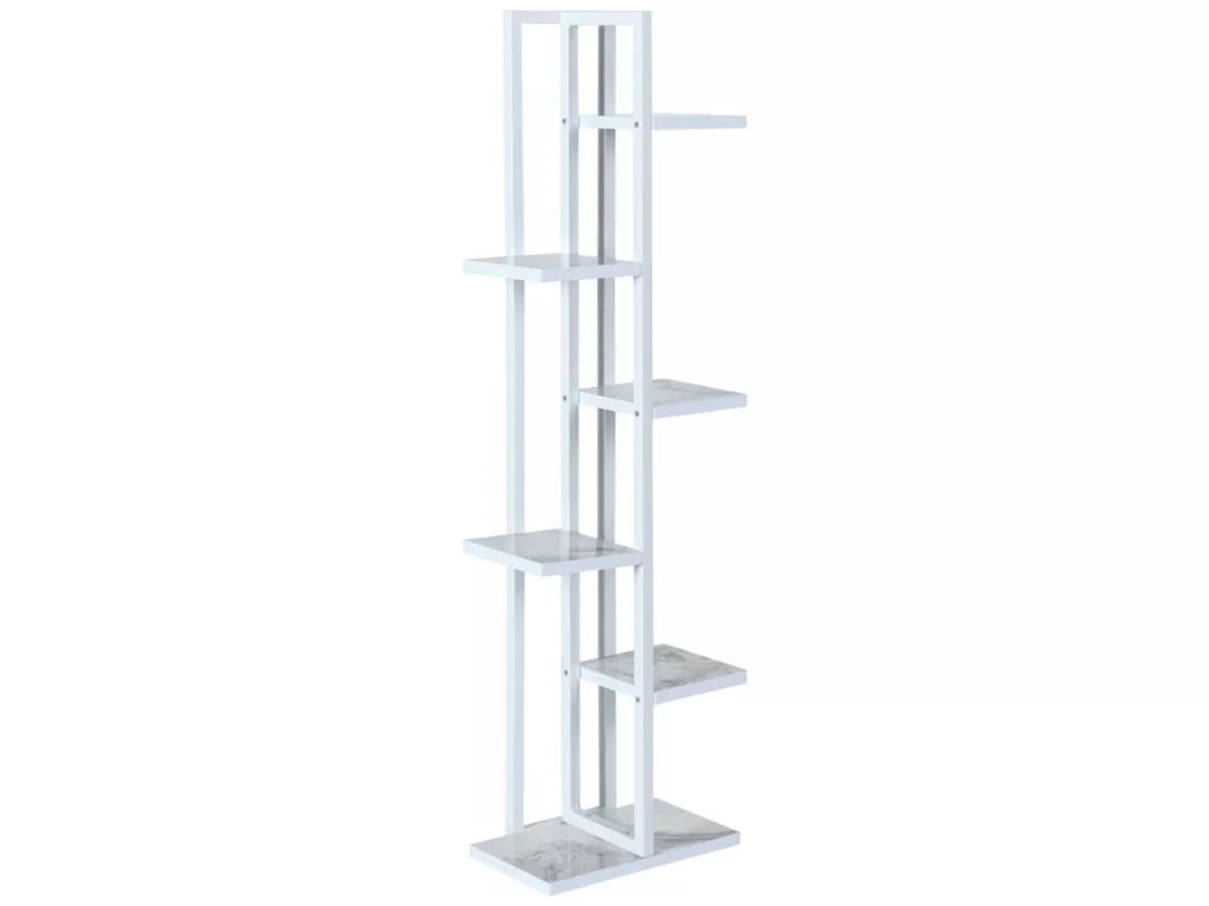 Support de plantes Tohmajärvi à 5 niveaux 120 x 34 x 21 cm marbre blanc / blanc [en.casa]