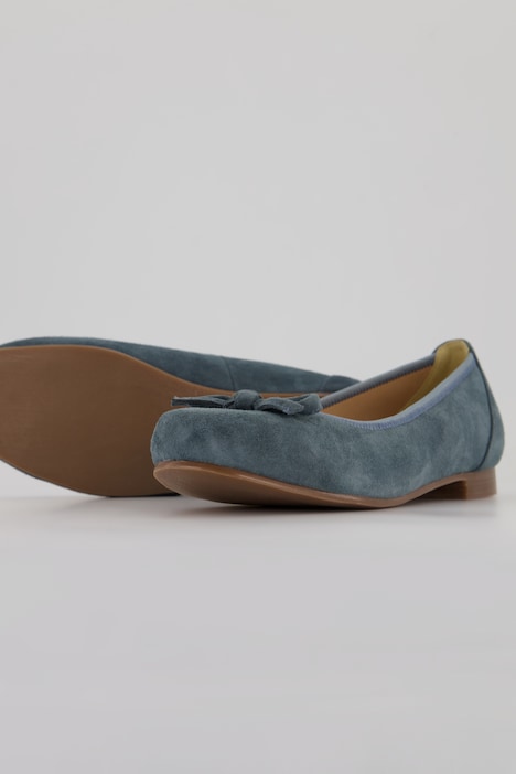 Leder-Ballerinas, Schleife, Wechselfußbett, Weite H