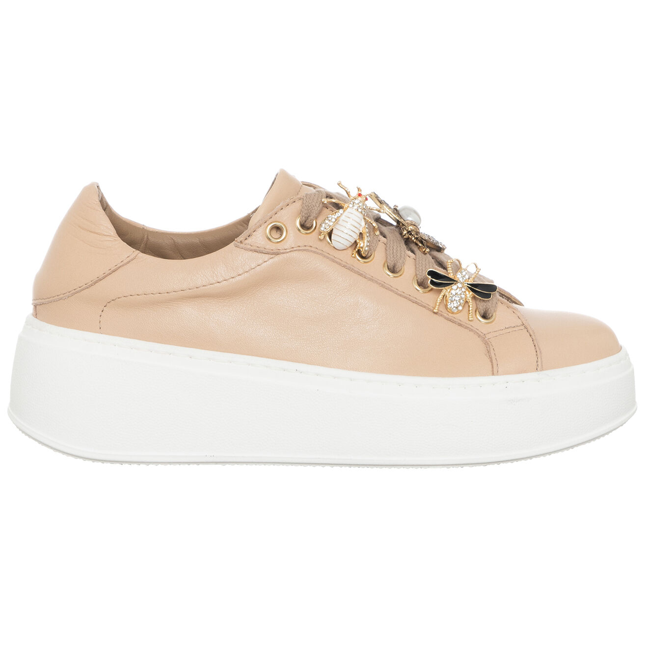 Loretta Pettinari Sneakers en Cuir Osta beige/blanc