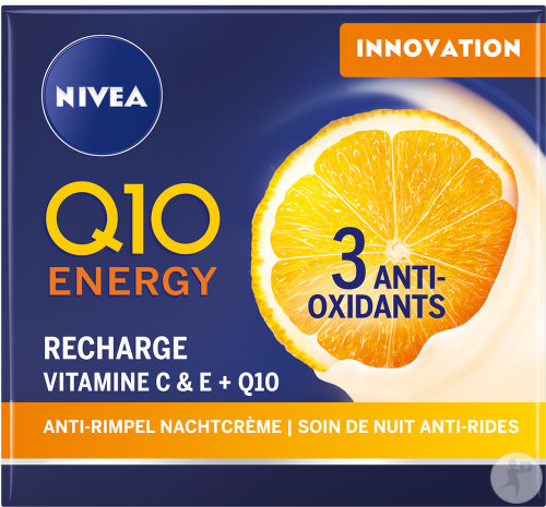 Nivea Q10 Energy Recharge Soin De Nuit Anti-Rides Vitamine C Et E + Q10 Toutes Peaux 50ml