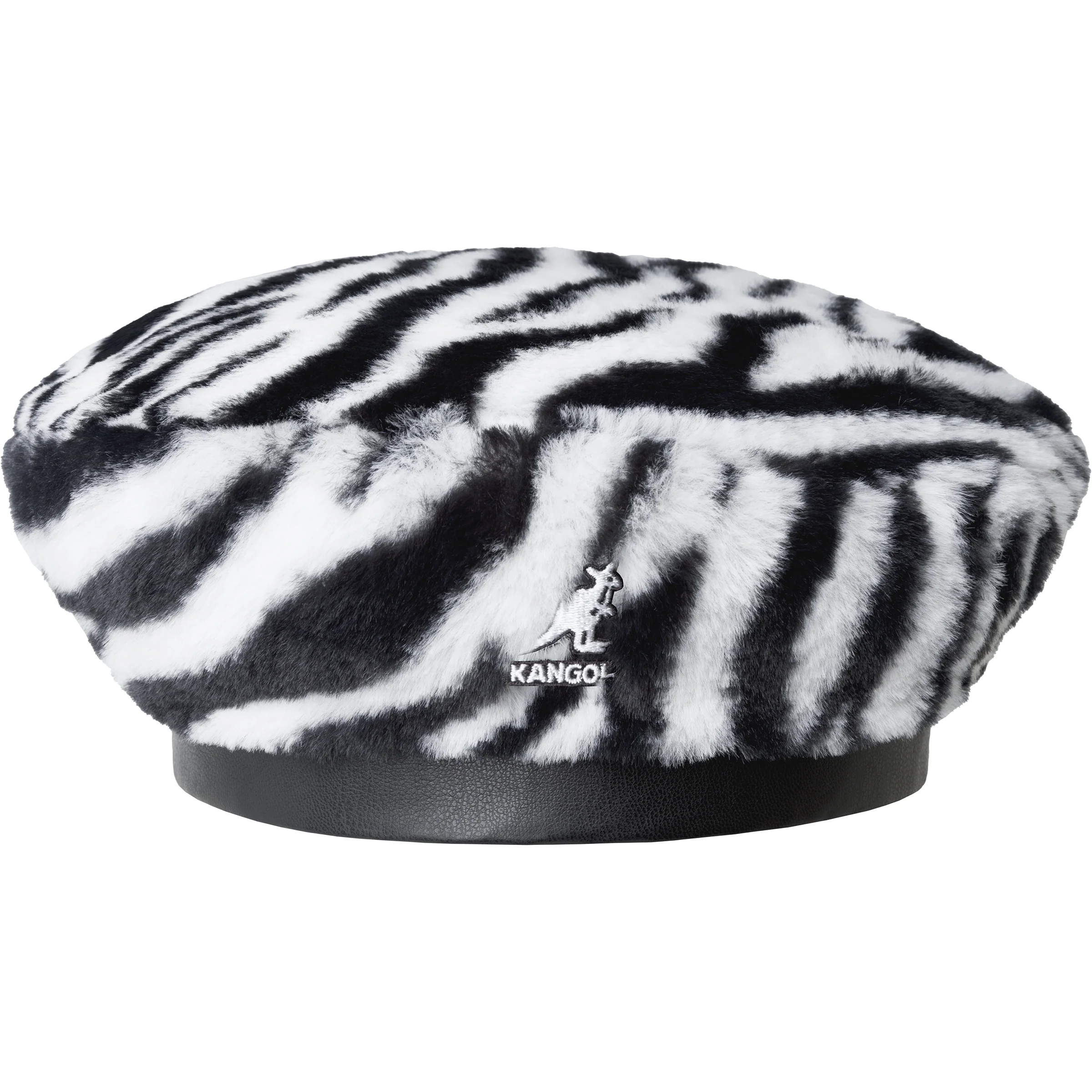 KANGOL  Faux Fur barethat - White Zebra