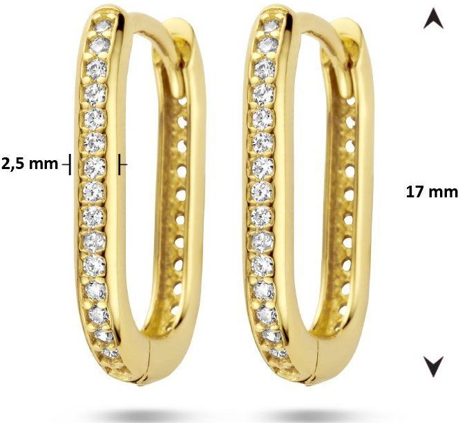 Klapoorringen - Geelgoud - 14K - Paperclip - Zirkonia