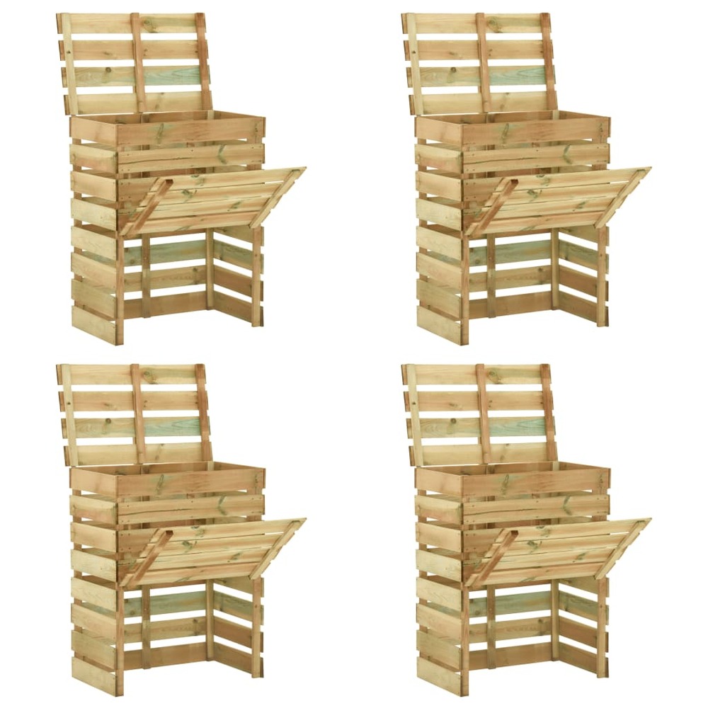 Composteur de jardin à lattes 4 pcs 80x50x100 cm pin imprégné