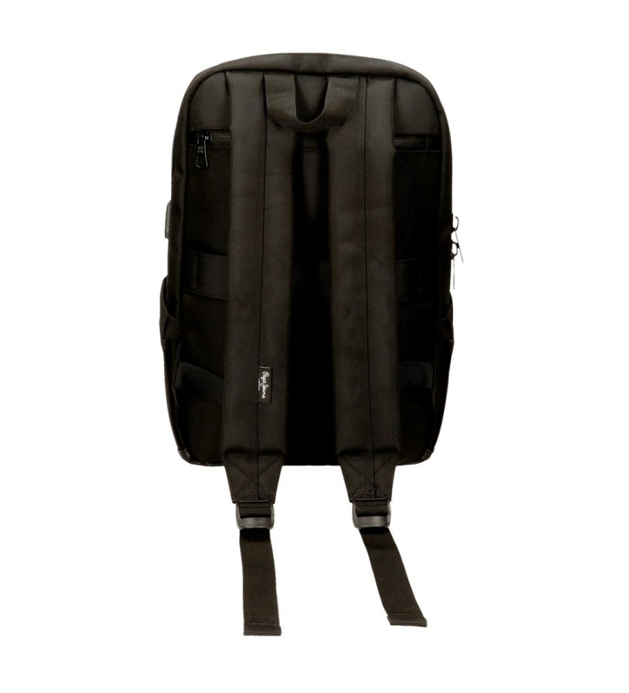 Mochila para computador Pepe Jeans Leighton com dois compartimentos, preta.