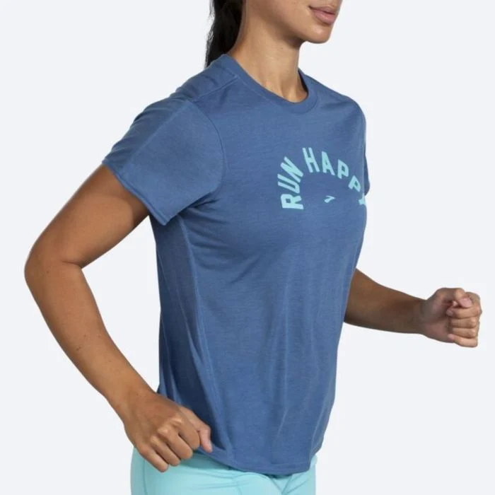 Brooks Dame T-shirts Distance Graphic Short Sleeve Blå