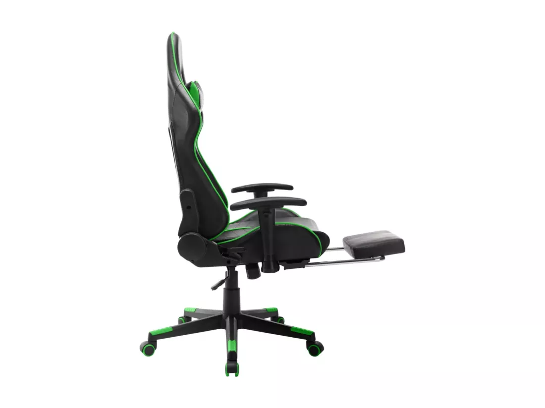 Chaise de jeu avec repose-pied Noir et vert Cuir artificiel