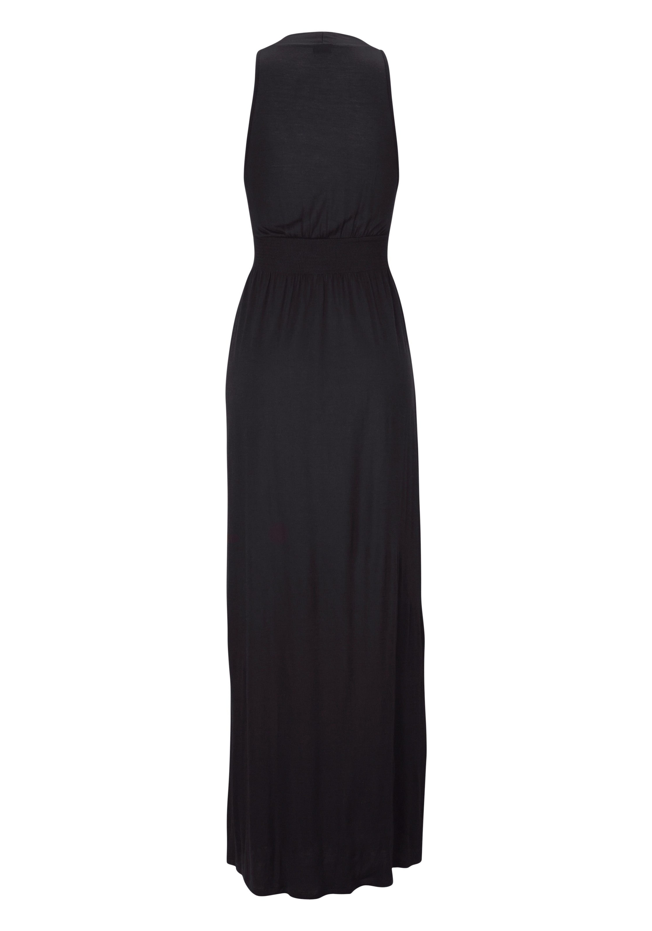 LASCANA Maxikleid mit verstellbarem Ausschnitt und gesmokter Taille, Sommerkleid, Basic