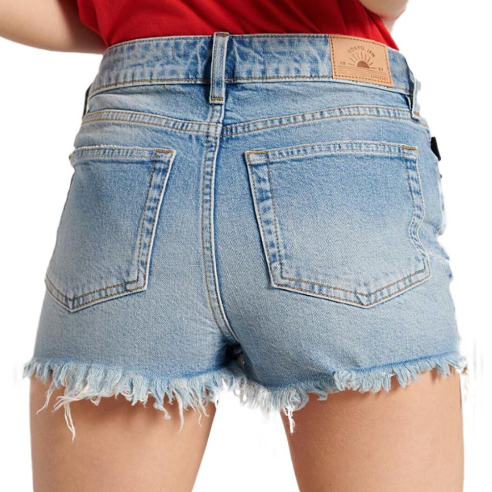 Superdry Short en Jean à clous Bleu Femme Superdry Skinny Hot