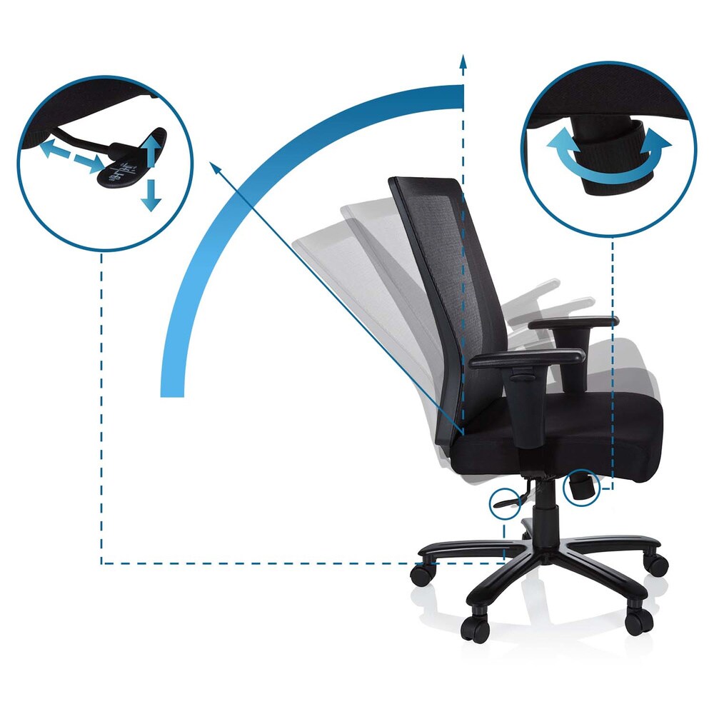 XXL Drehstuhl XXL EXTENDER Stoff/Netzstoff mit Armlehnen (höhenverstellbar) hjh OFFICE