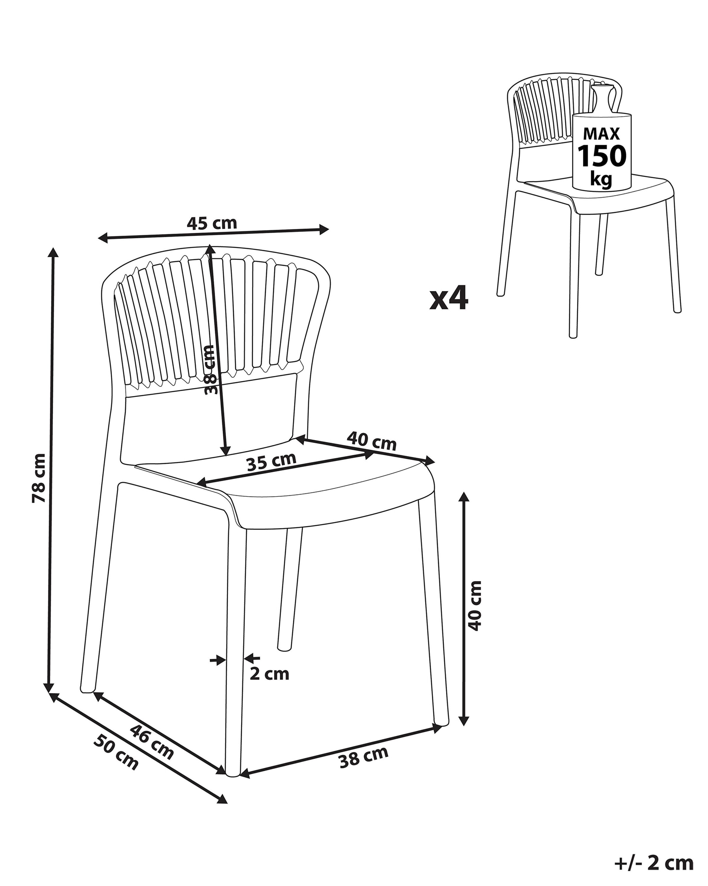Set van 4 tuinstoelen GELA Bruin
