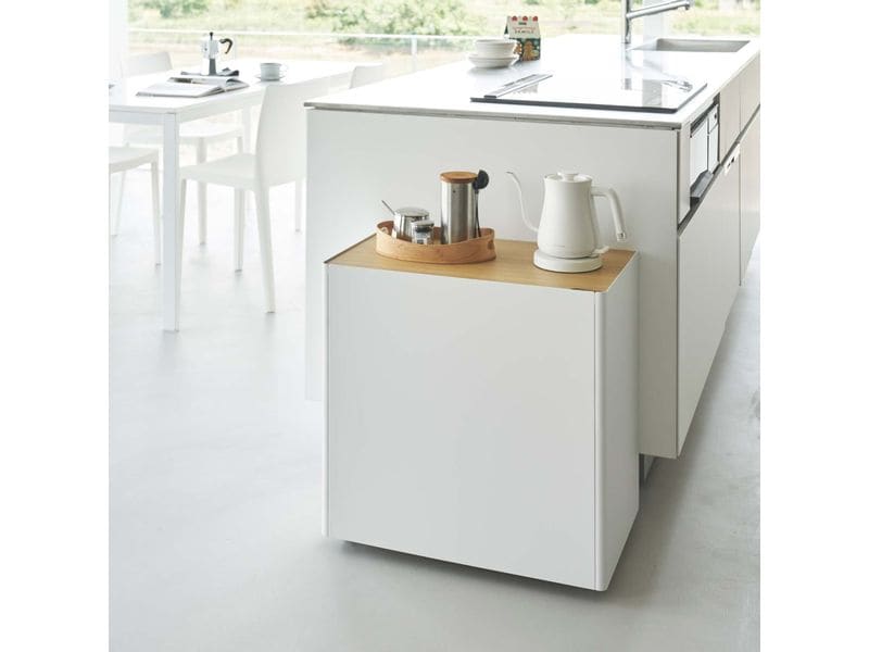 Yamazaki Servierwagen Tower 60.3 x 59 cm, Weiss Halbgeschlossener Aufbewahrungswagen