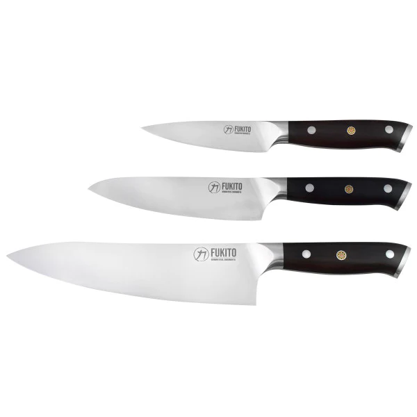 Coffret 3 couteaux de cuisine Fukito Ebène X50 Fukito