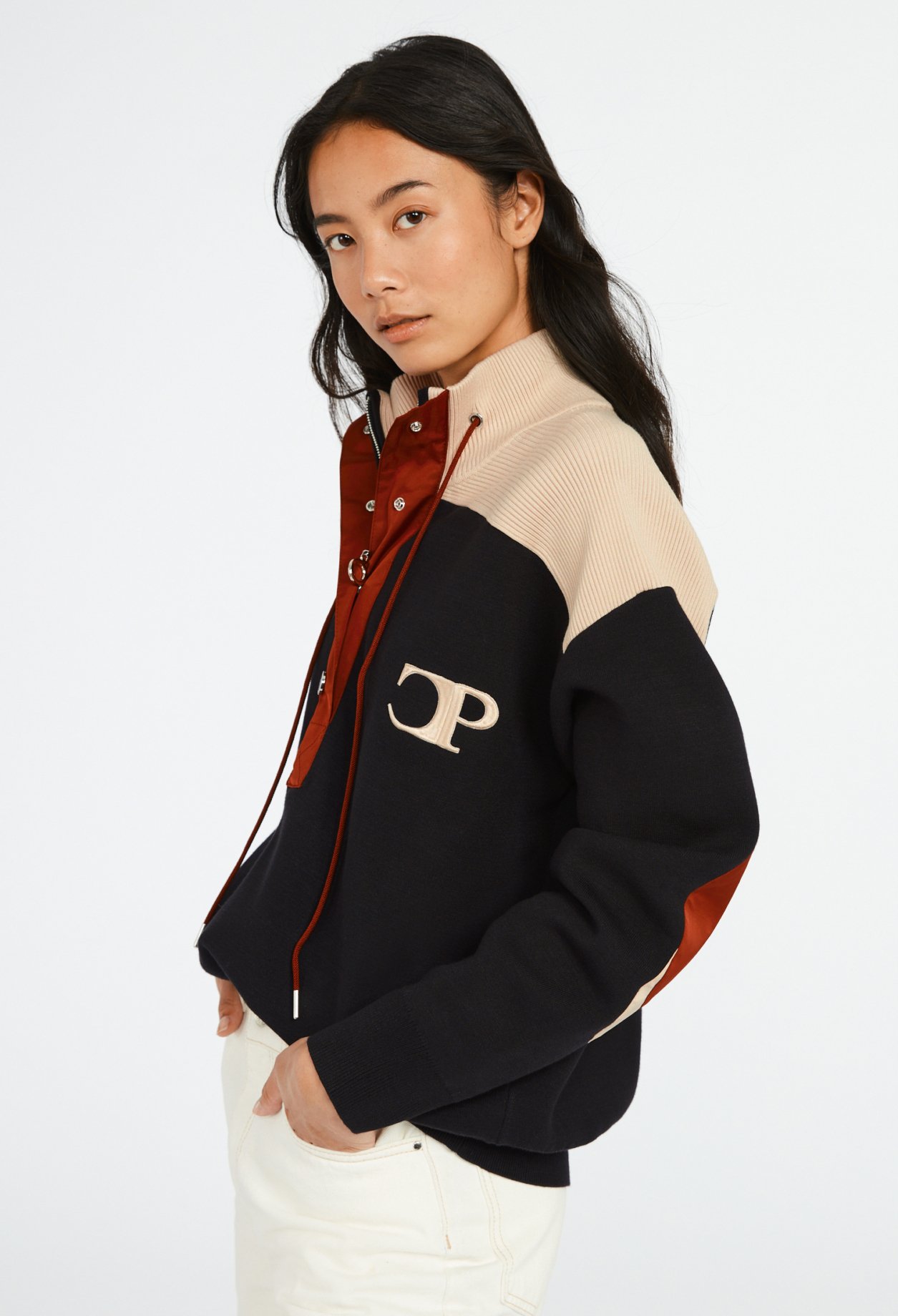 Sweatshirt Minimum col boutonne marine